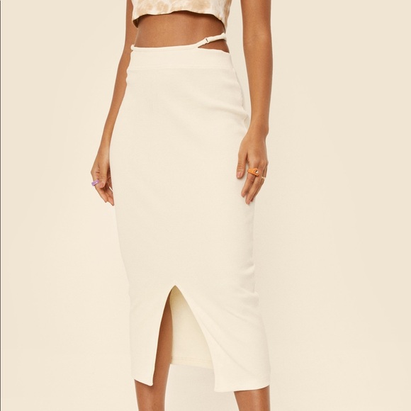 Cut Out Slit Bodycon Midi Skirt NWT - Picture 2 of 2